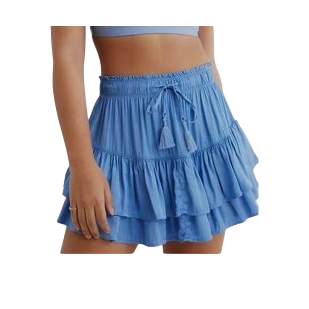 Aerie medium Sweet N Silky tiered ruffle mini skirt SK 3096